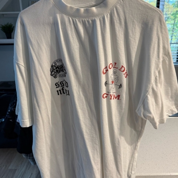 Darc Sport x Gold's Gym Crossover L Oversized Wht workout tee - Picture 9 of 10
